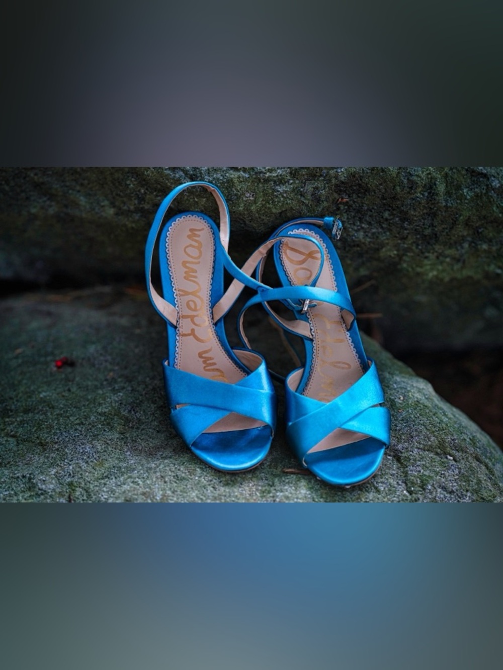 Sam Edelman Blue Satin Strappy Stiletto Sandals - Size 8 - Picture 3 of 10